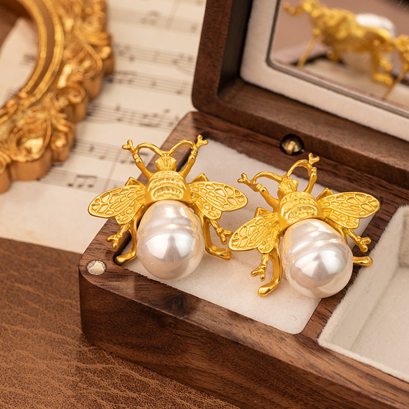 Honey Bee Earrings Women's Unique Retro Animal Gold Metal Earrings - LaTezza Online Shop