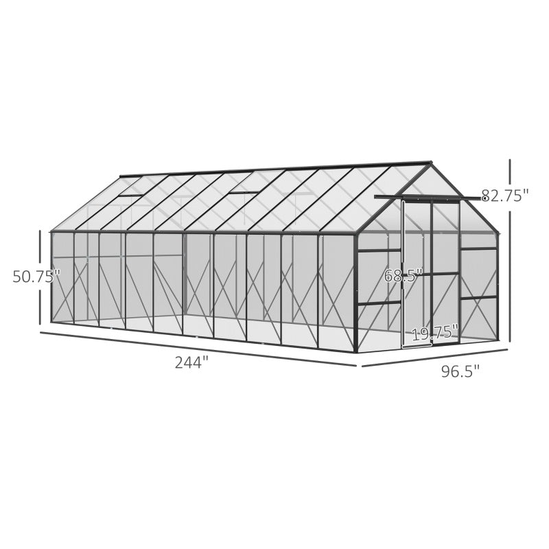 Large Greenhouse With Adjustable Roof Vent And Sliding Door Aluminum Greenhouse For Winter Clear - LaTezza Online Shop