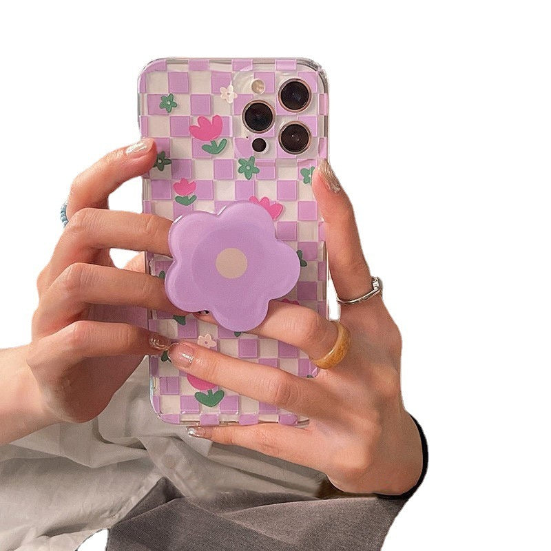 Purple Flower Phone Case All-inclusive Bracket Anti-fall - LaTezza Online Shop