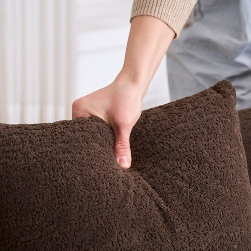 LY-022 Full Compression Sponge L-Shape Sectional Sofa Brown Modular Chaise Chenille Couch 30D High-Density 900 Lbs. - LaTezza Online Shop
