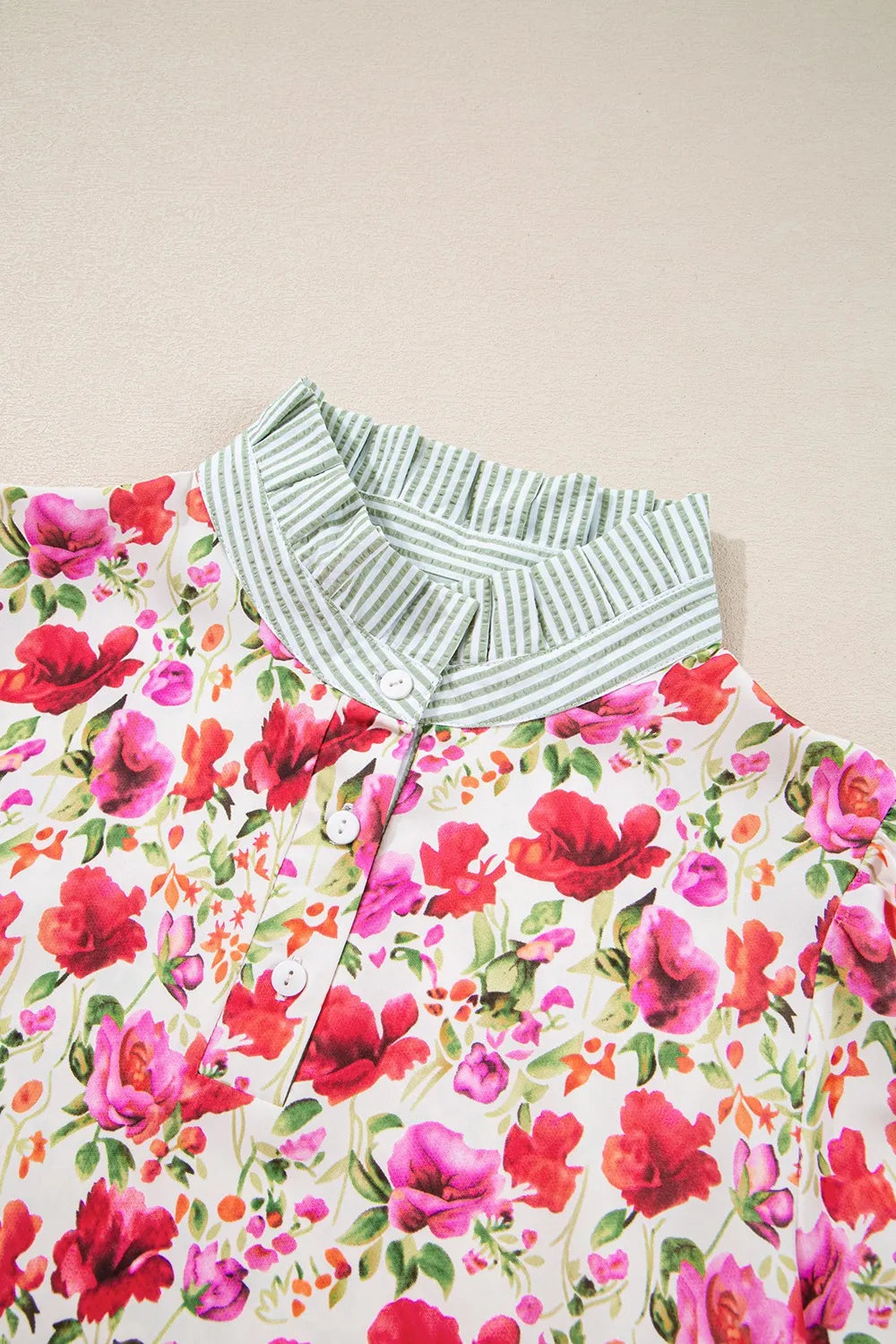 Printed Collared Neck Short Sleeve Blouse - LaTezza Online Shop