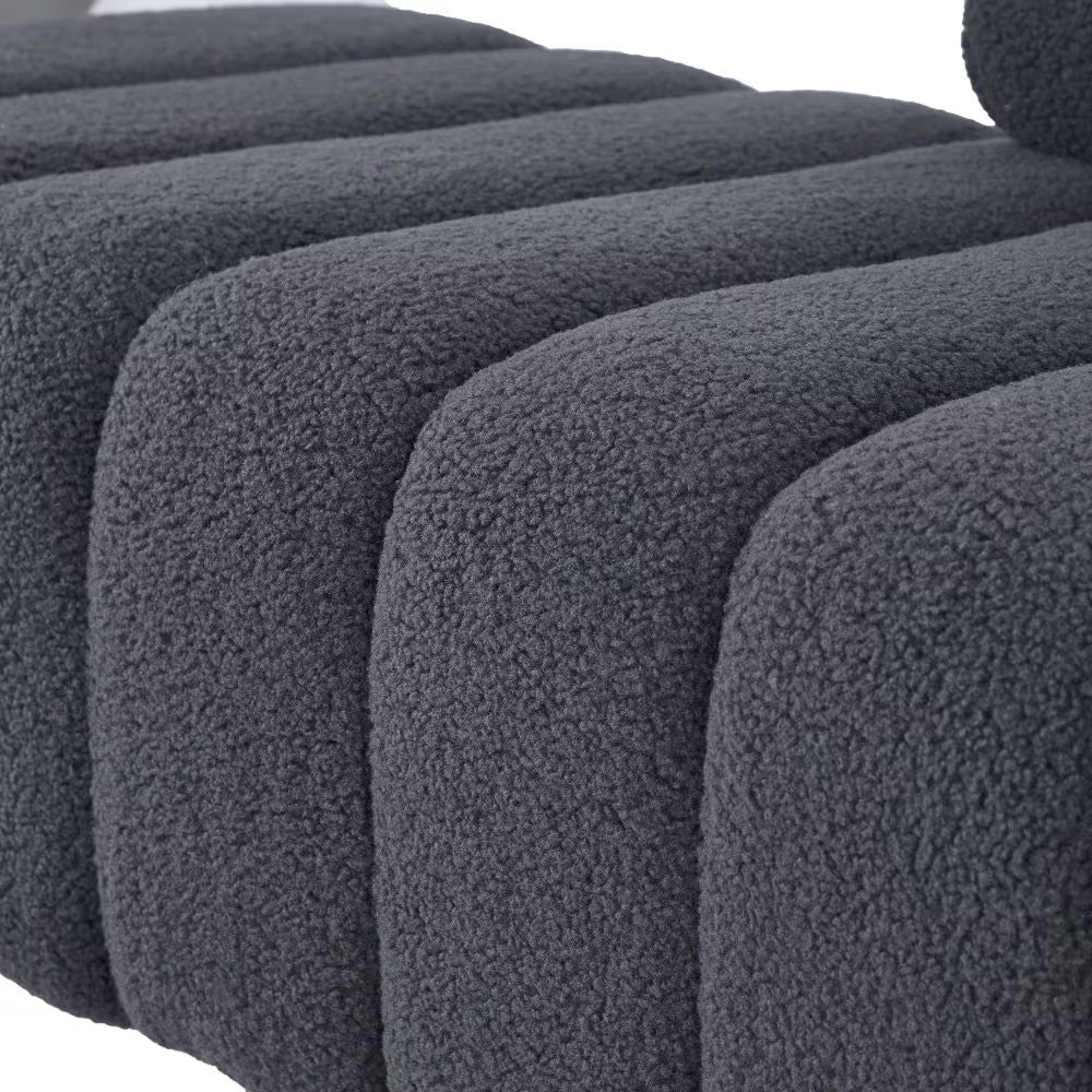 Grey Teddy Velvet Bench For Bedroom - LaTezza Online Shop