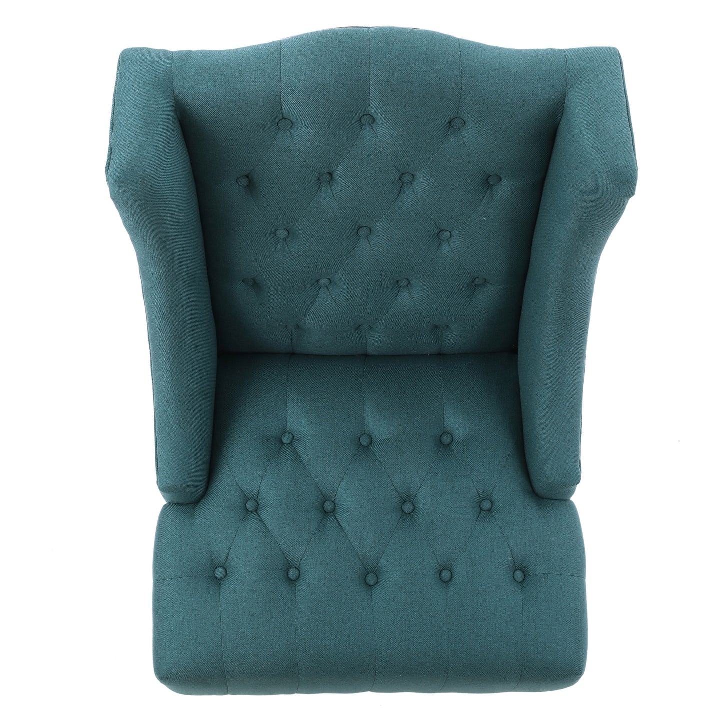 Teal Upholstered Wingback Chair with Birch Wood Legs - LaTezza Online Shop