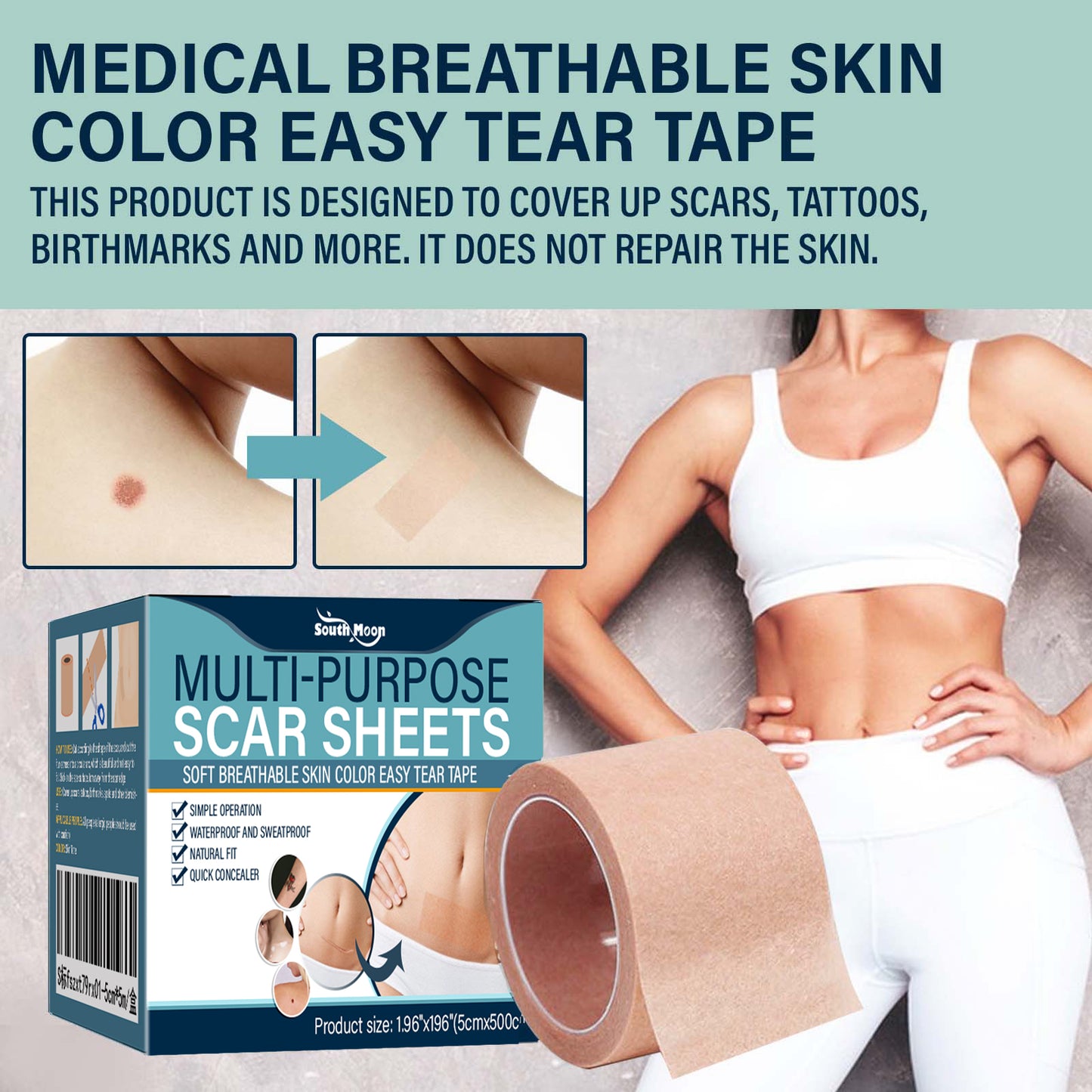 South moon Birthmark Skin Tone Concealer, Cover Body Scars Tattoo Spots Waterproof Color Masking Tape - LaTezza Online Shop