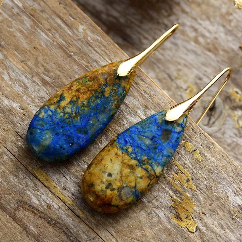 Teardrop Shape Natural Stone Dangle Earrings - LaTezza Online Shop