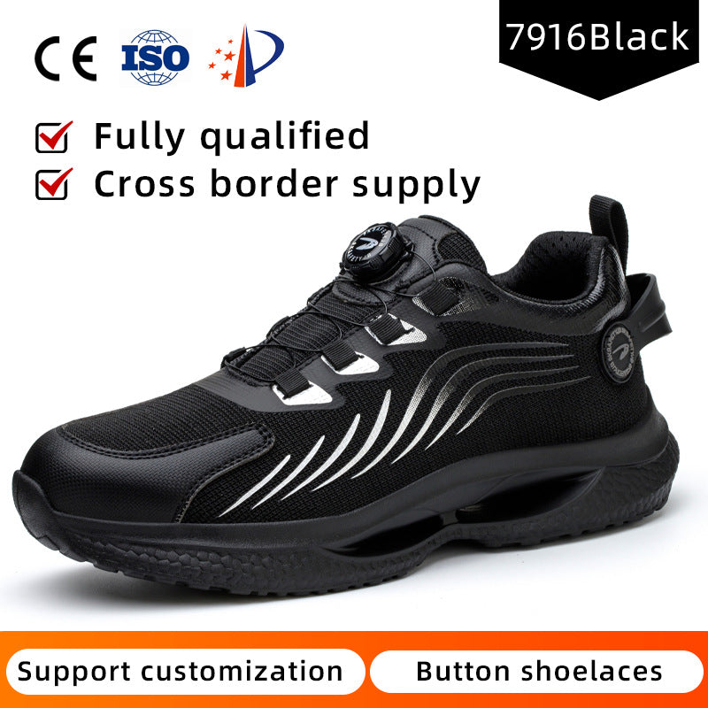 Safety shoes anti smashing anti piercing anti slip wear-resistant steel toe shoes lazy no tie safety shoes - LaTezza Online Shop