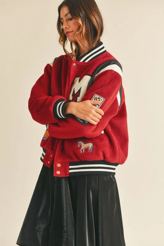 MABLE M Bomber Varsity Jacket with Patch Detail - LaTezza Online Shop
