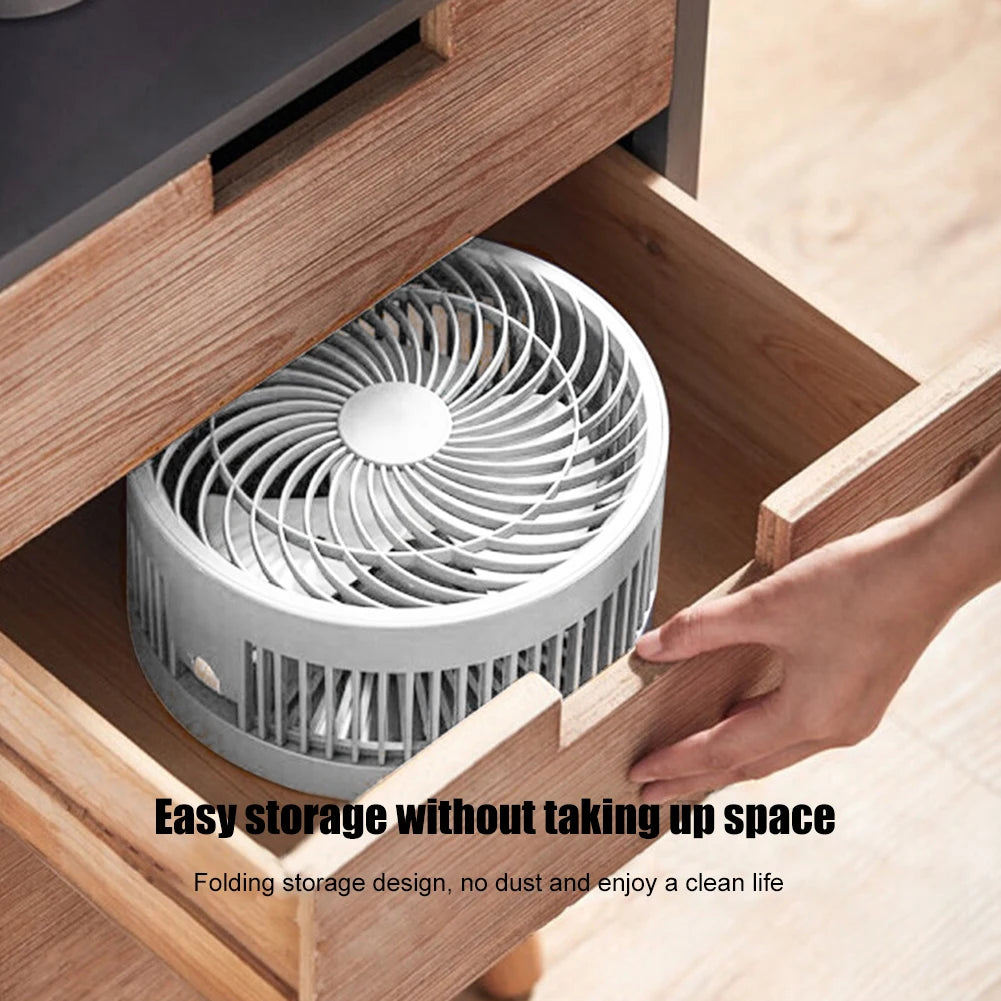 7200mAh USB Rechargeable Fan Portable Foldable Telescopic Silent Fan 4 Speed Adjustable Cooling Fan with Remote Control