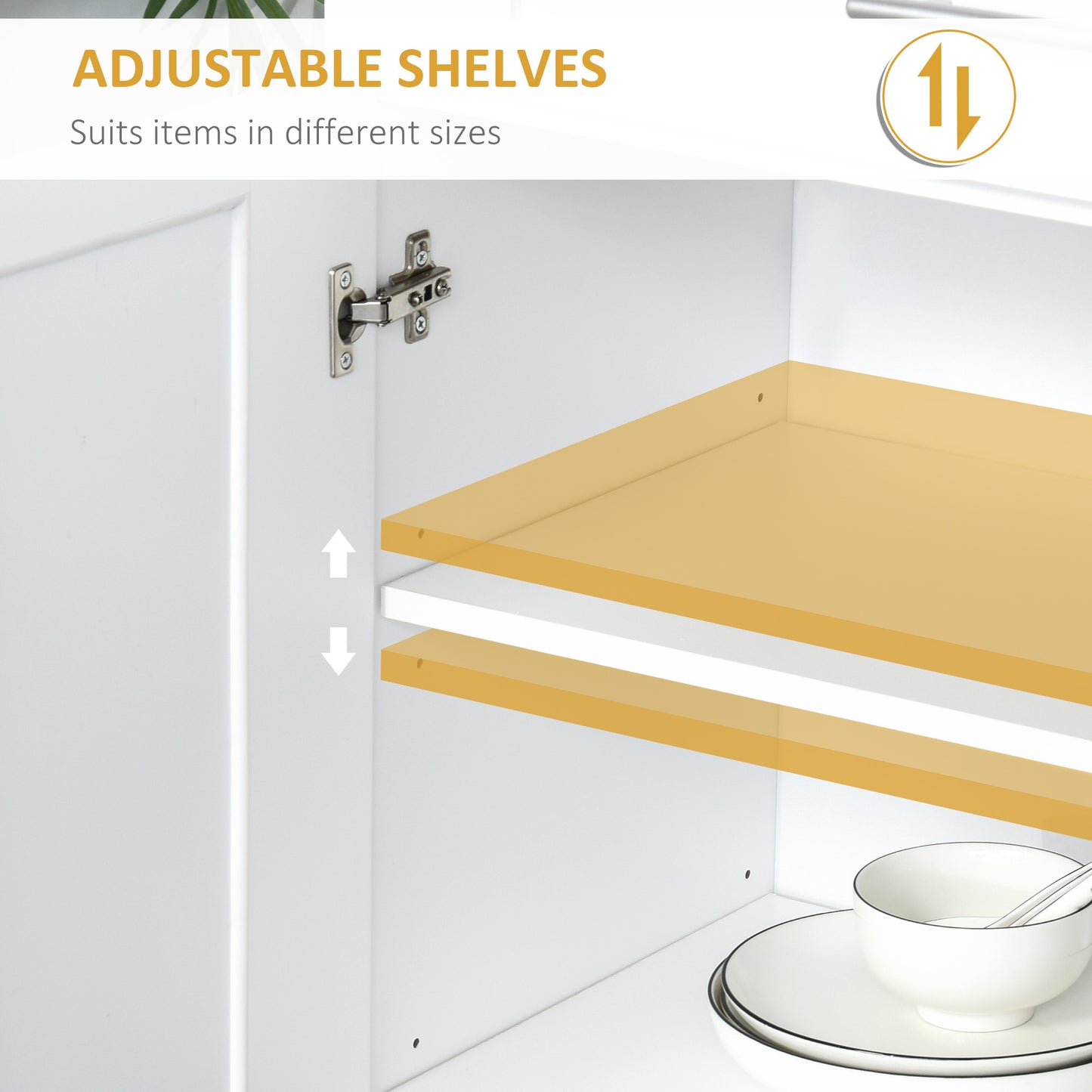 Kitchen Pantry Cabinet 4 Doors, Drawer And 3 Adjustable Shelves For Dining Room, White