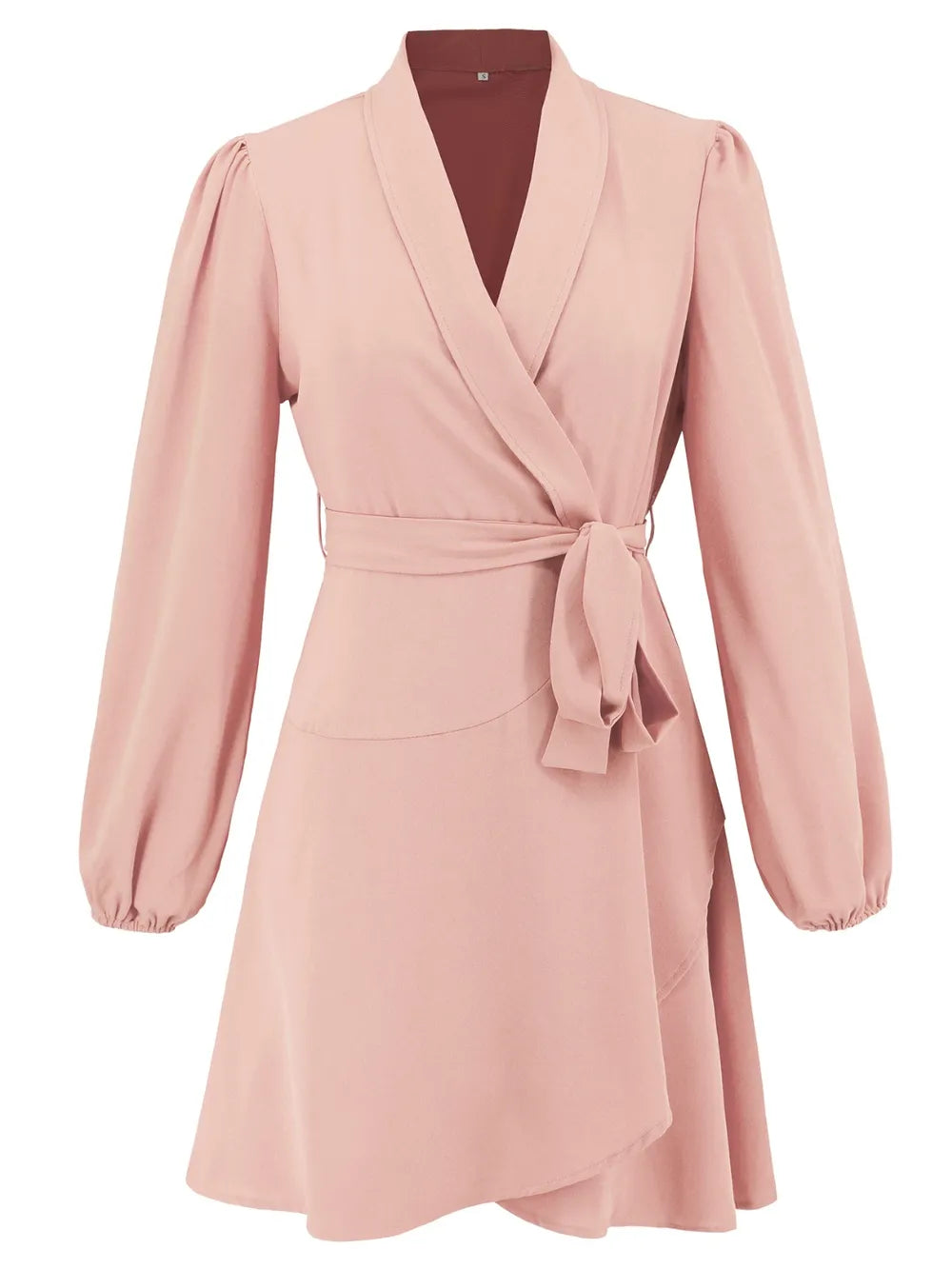 Surplice Tie Waist Long Sleeve Mini Dress - LaTezza Online Shop