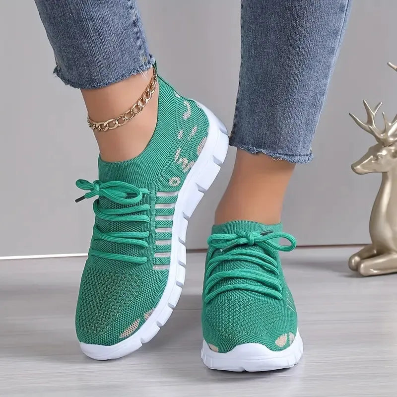 Sneakers Leopard Round Toe Lace Up Athletic Shoes - LaTezza Online Shop