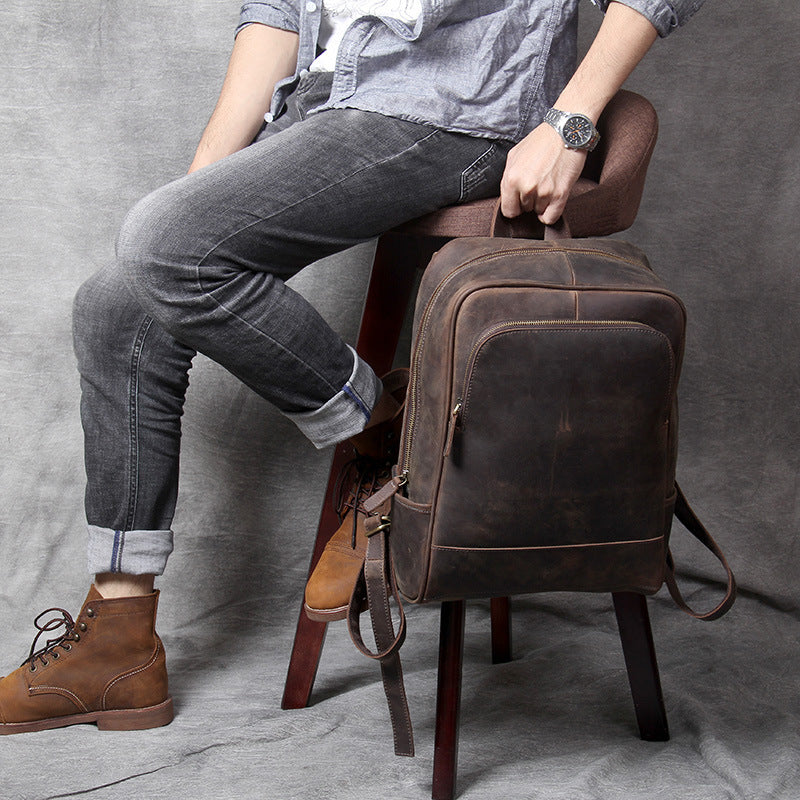 Retro First Layer Cowhide Men's Backpack Leather - LaTezza Online Shop