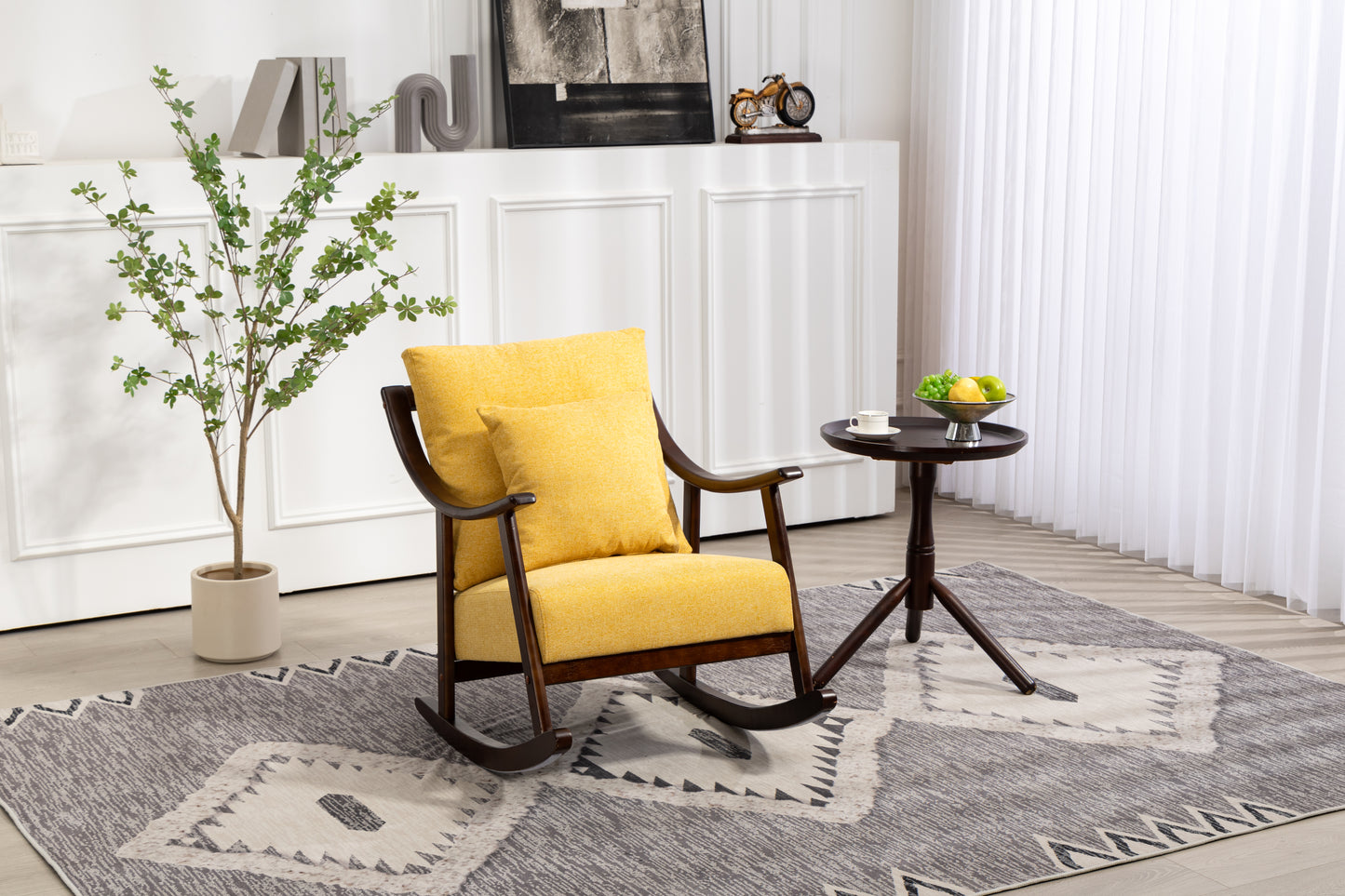 Mid Century Modern Accent Chairs Comfy Upholstered Glider Arm Chair with Solid Wood for Living Room Bedroom Balcony - LaTezza Online Shop