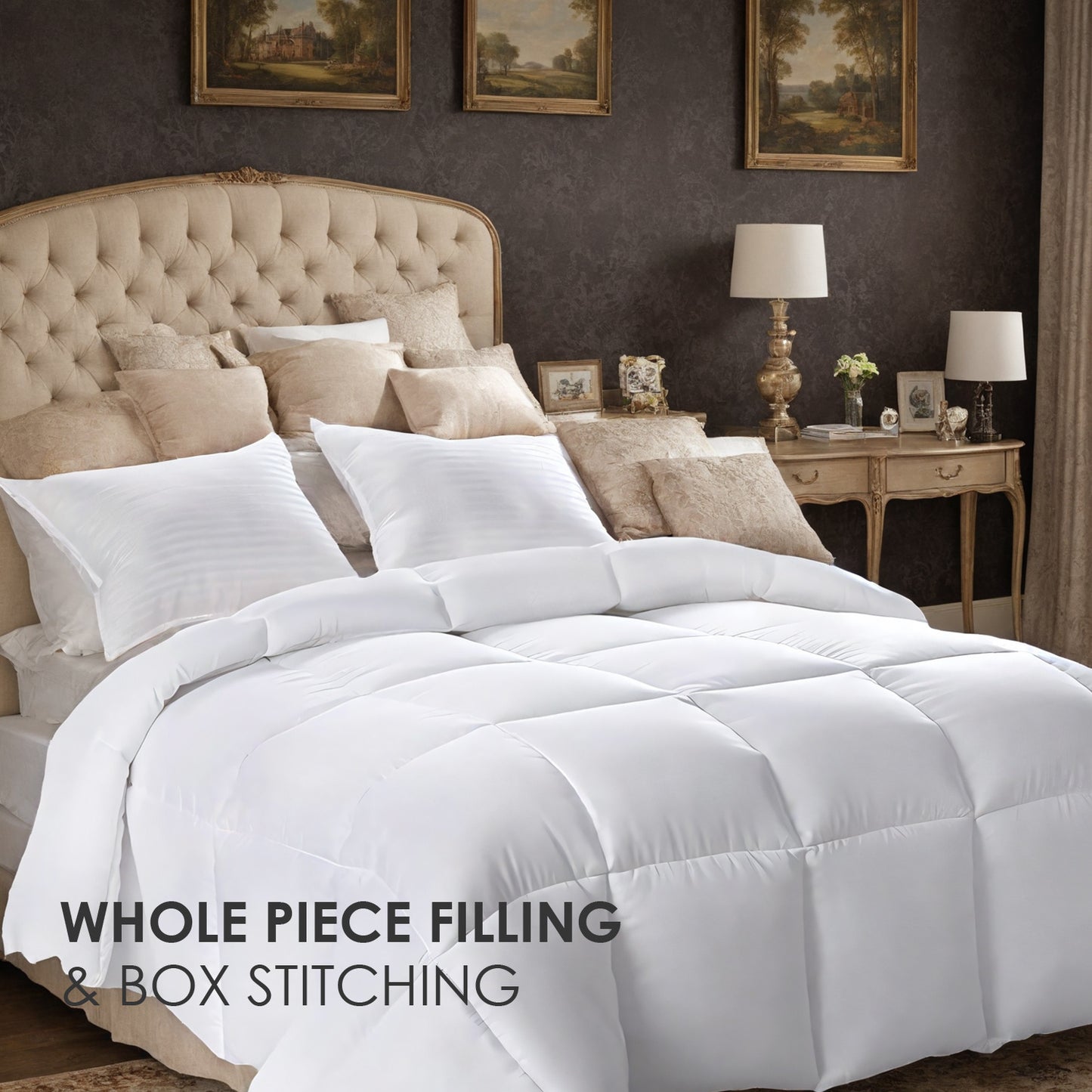 All-polyester Brushed Single Quilt Core Lattice Quilting With Microfiber Filling, Suitable For All Seasons, Down Quilt Alternative, Breathable And Warm, White Plaid, OKO-100 Certified, CPC - LaTezza Online Shop