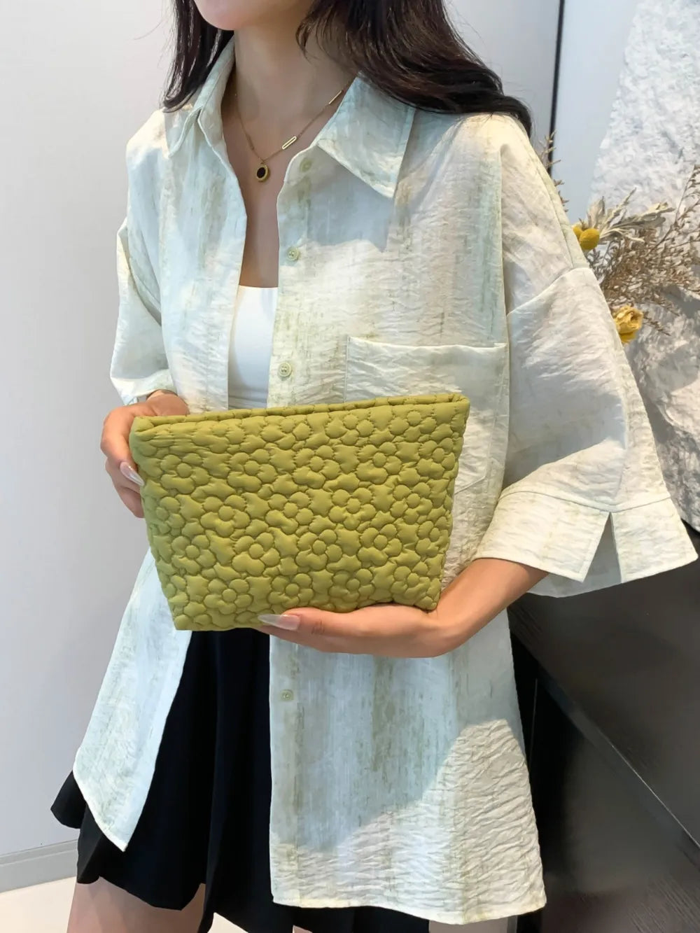 Flower Texture Polyester Clutch - LaTezza Online Shop