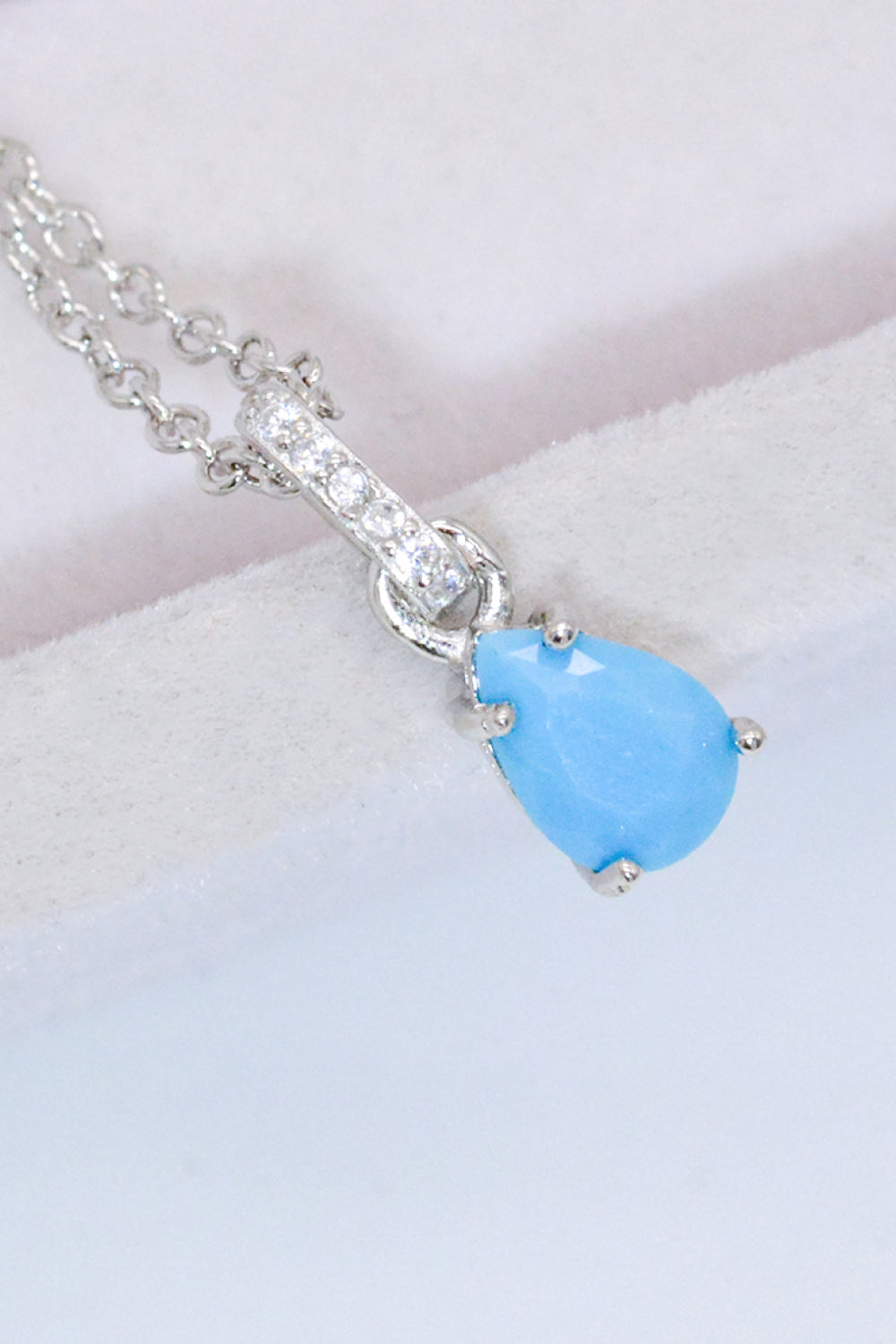 Teardrop Turquoise 4-Prong Pendant Necklace - LaTezza Online Shop