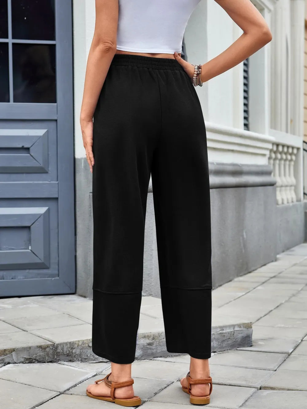 Elastic Waist Wide Leg Pants - LaTezza Online Shop