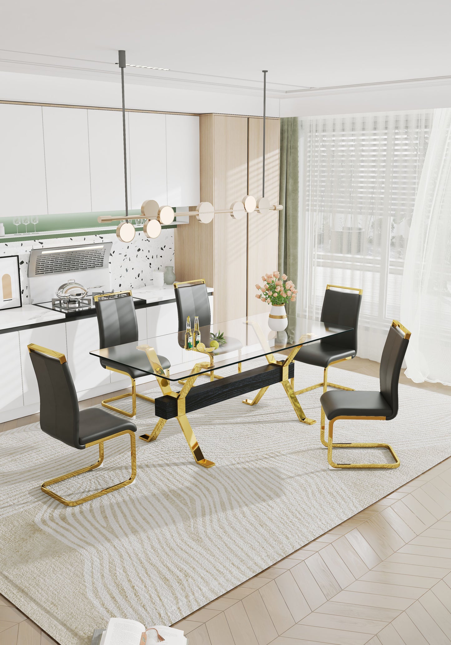 Dining table Modern tempered glass dining table Large modern office desk - LaTezza Online Shop
