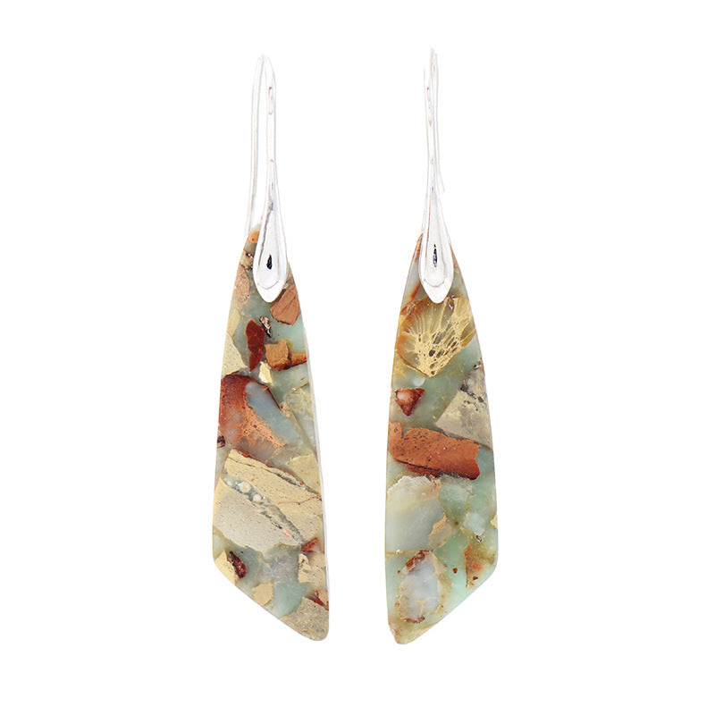 Bohemian Emperor Stone Geometric Pendant Earrings, European and American Popular Natural Stone Jewelry - LaTezza Online Shop