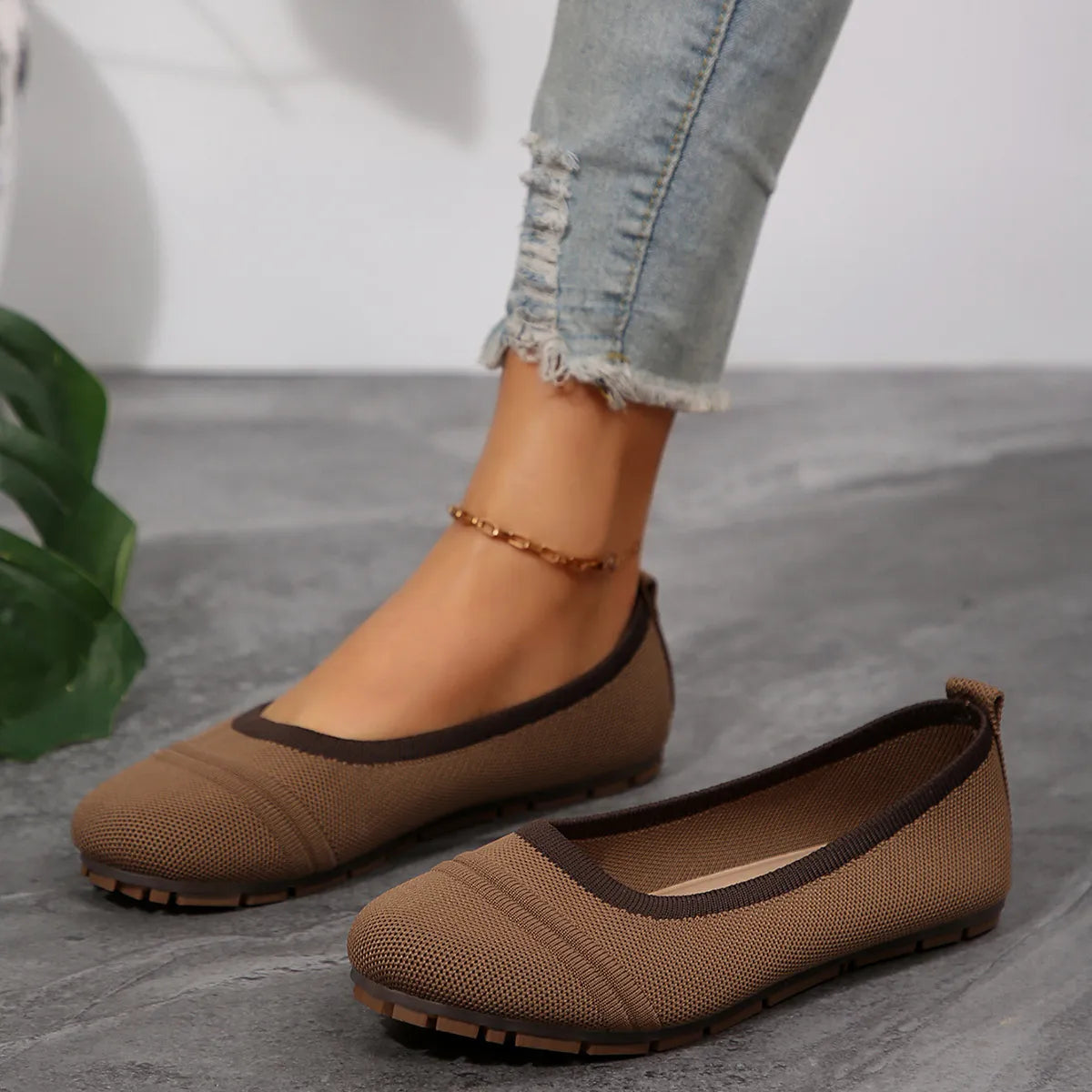Round Toe Flat Slip-Ons