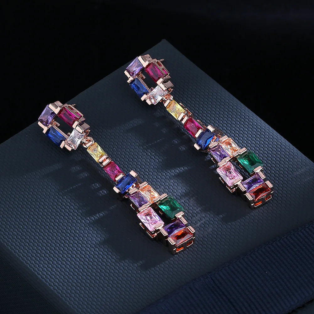 Fashion earrings zircon colorful tourmaline dangle earrings - LaTezza Online Shop