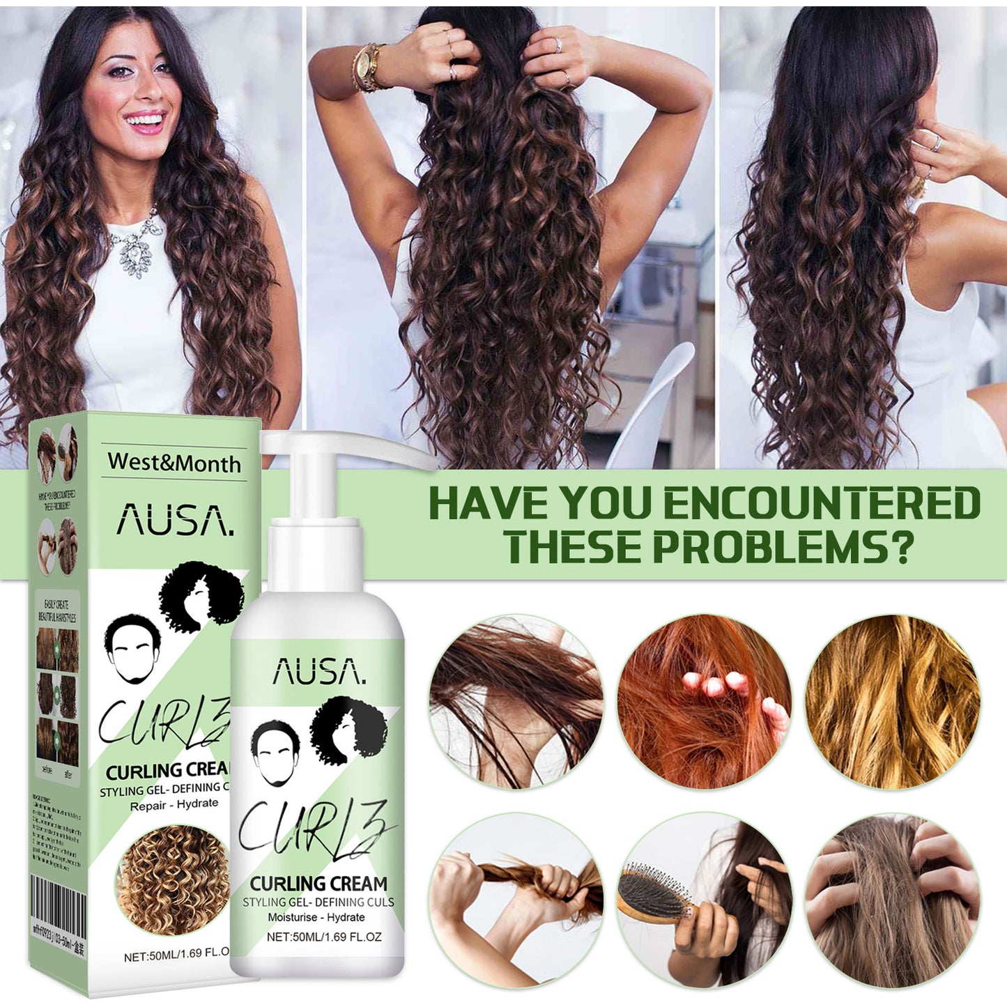 West&Month Curly Hair Elastin, Moisturizing Curly Hair Styling Fluffy Elastic Strong Hair Smoothing Frizz And Hair Care - LaTezza Online Shop
