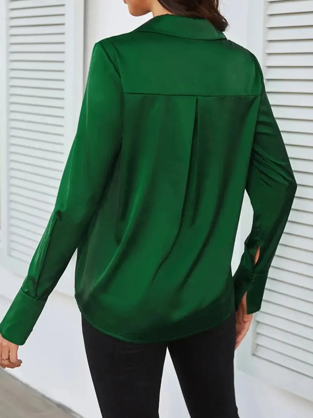 Button Up Collared Neck Long Sleeve Shirt - LaTezza Online Shop