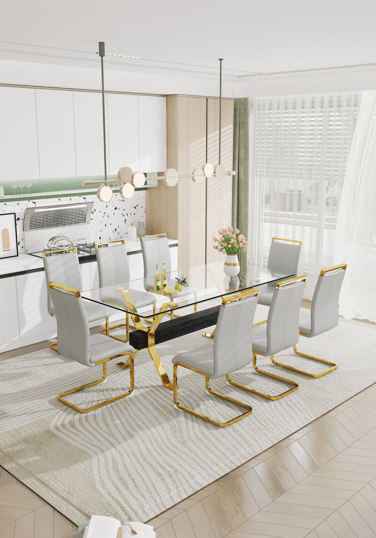 Dining table Modern tempered glass dining table Large modern office desk - LaTezza Online Shop