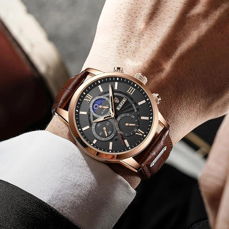 Lige New Quartz Watch Quartz Multifunction Chronograph Waterproof Watch - LaTezza Online Shop