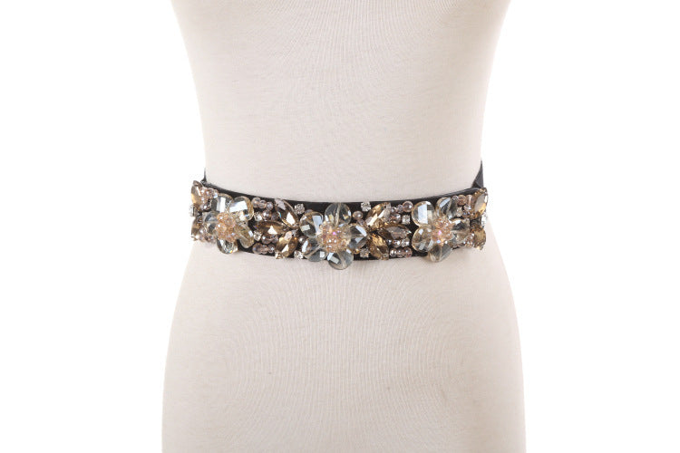 Rhinestone Crystal Waist Women's Elastic Belts - LaTezza Online Shop