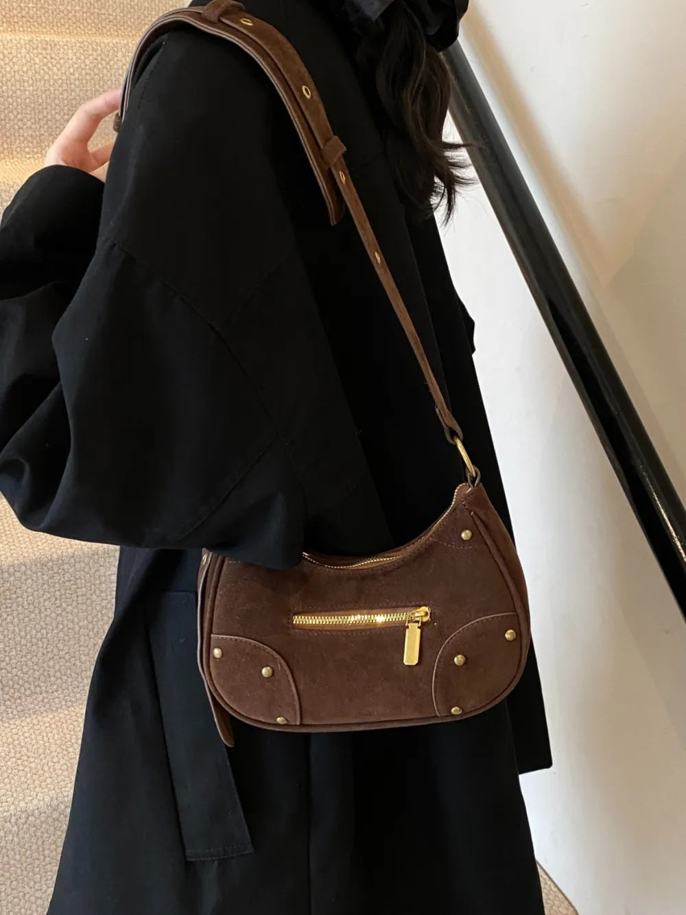 Small Suede Adjustable Strap Shoulder Bag - LaTezza Online Shop