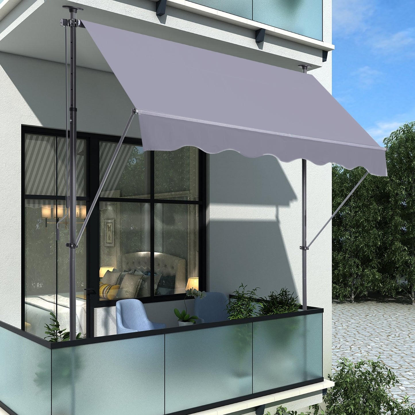 Manual Retractable Awning 118 Non-Screw Outdoor Sun Shade Cover With UV Protection Polyeste - LaTezza Online Shop