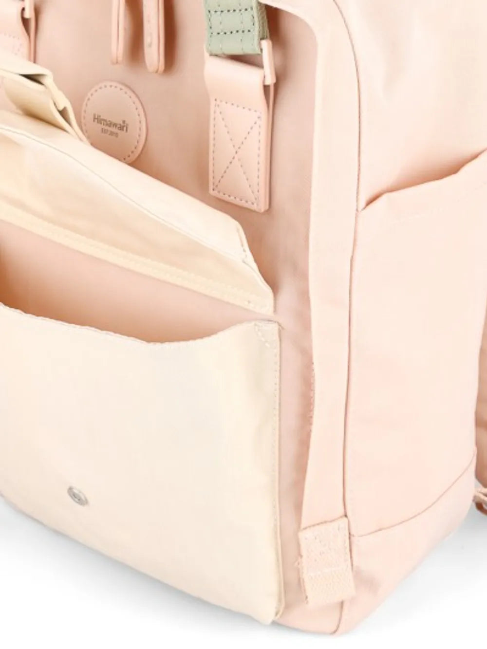 Himawari Contrast Waterproof Canvas Backpack Bag with Round Label - LaTezza Online Shop