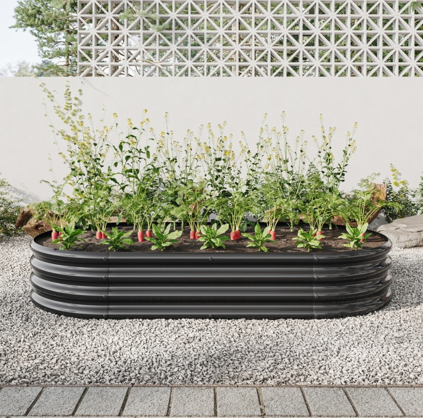 Raised Garden Bed Outdoor, Oval Metal Planter For Plants, Vegetables, Flowers - LaTezza Online Shop