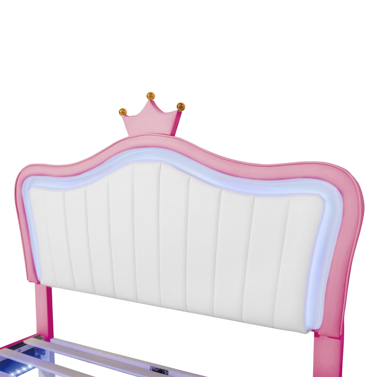 Full Size Upholstered Bed Frame With LED Lights & Crown Headboard - LaTezza Online Shop