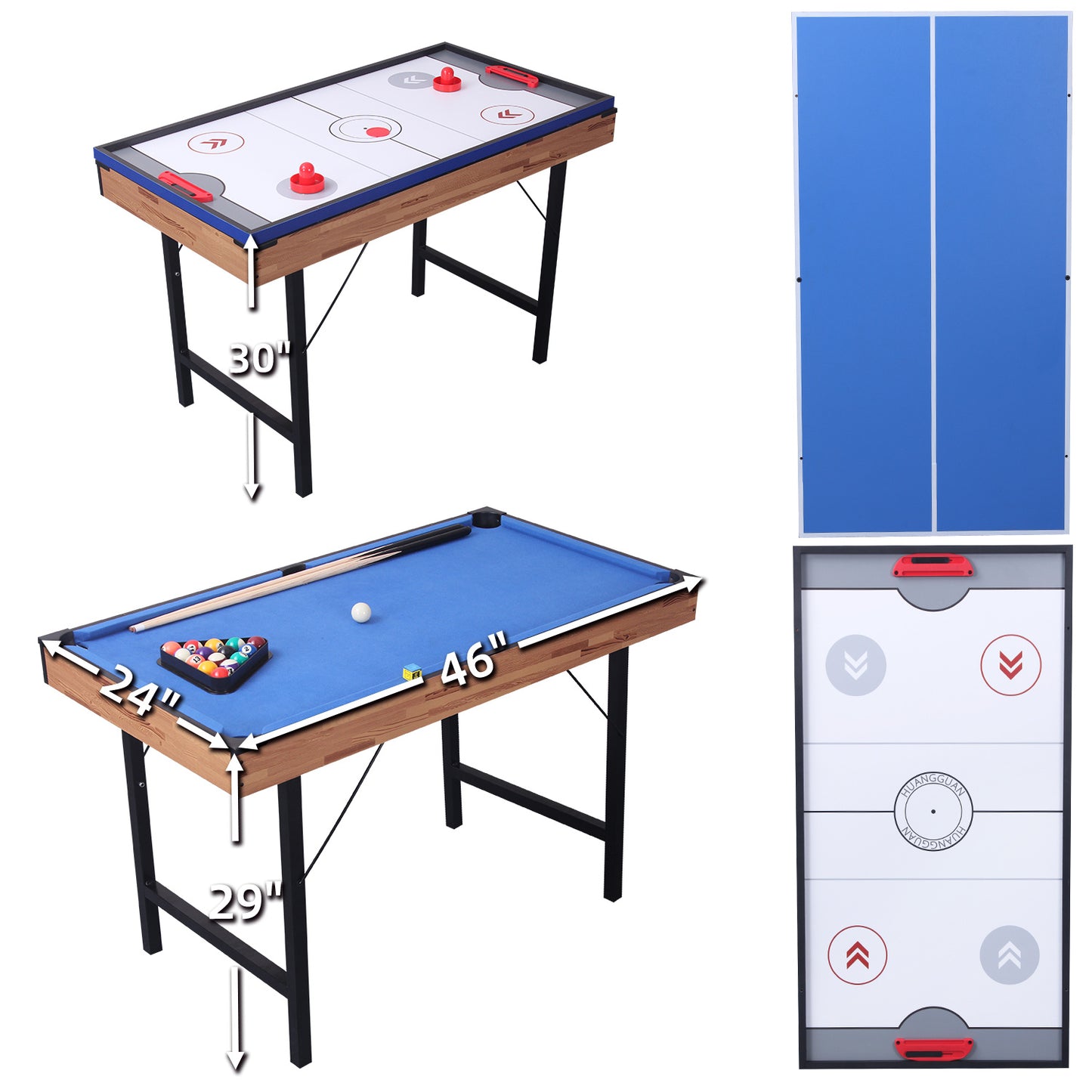 3 In 1 48in Folding Portable Combo Game Table Set With Ping Pong, Slide Hockey, Pool Billiards For Kids And Adults - LaTezza Online Shop