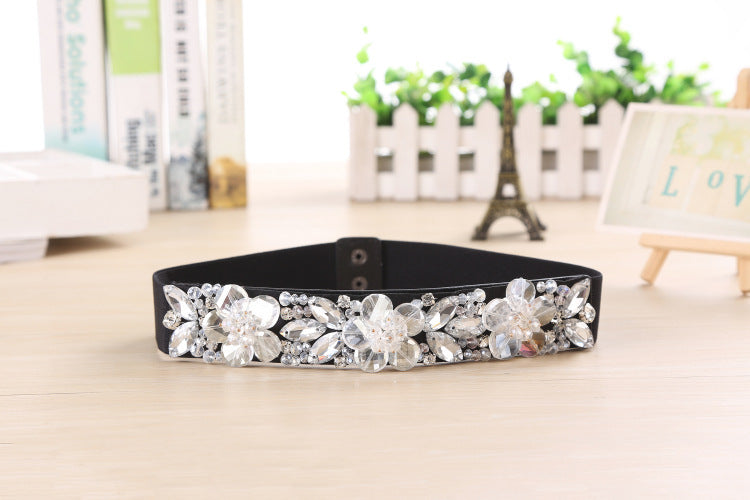 Rhinestone Crystal Waist Women's Elastic Belts - LaTezza Online Shop
