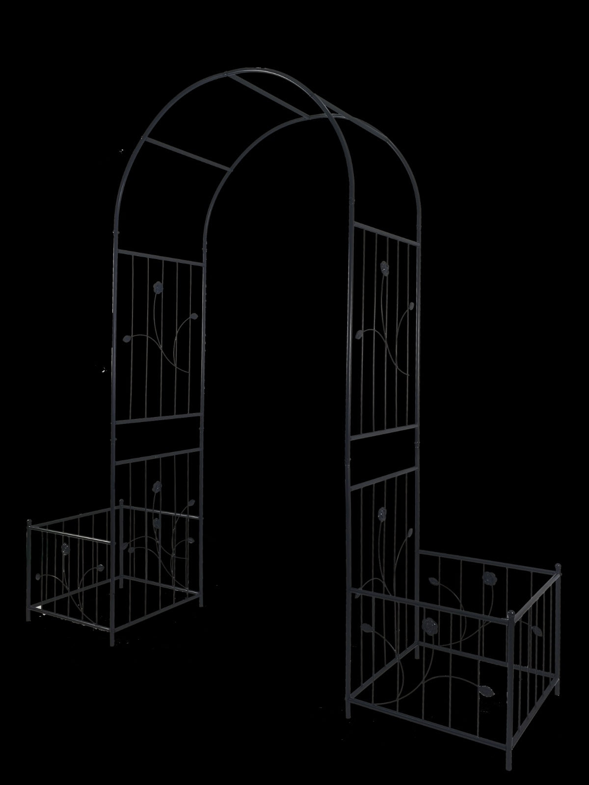 Metal Garden Arch With Plant Stands 79.5W X 86.6H Climbing Plants Rose Support - LaTezza Online Shop