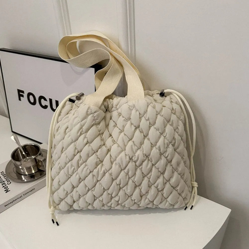 Drawstring Bubble Texture Tote Bag - LaTezza Online Shop