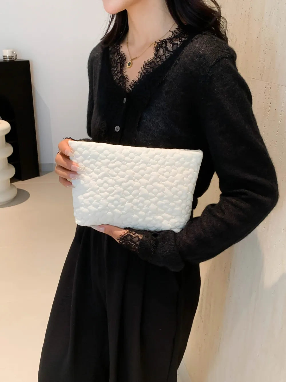 Flower Texture Polyester Clutch - LaTezza Online Shop
