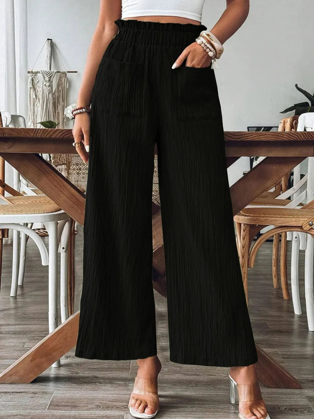 Frill Wide Leg Pants - LaTezza Online Shop