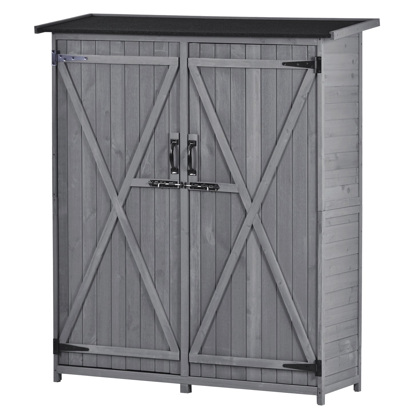 Outdoor 5.3ft Hx4.6ft L Wood Storage Shed Tool Organizer,Garden Shed, Storage Cabinet with Waterproof Asphalt Roof Gray - LaTezza Online Shop