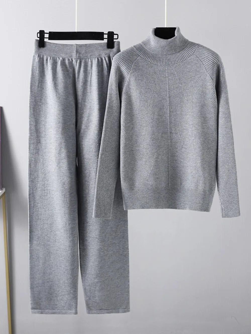 Turtleneck Raglan Sleeve Top and Pants Sweater Set - LaTezza Online Shop