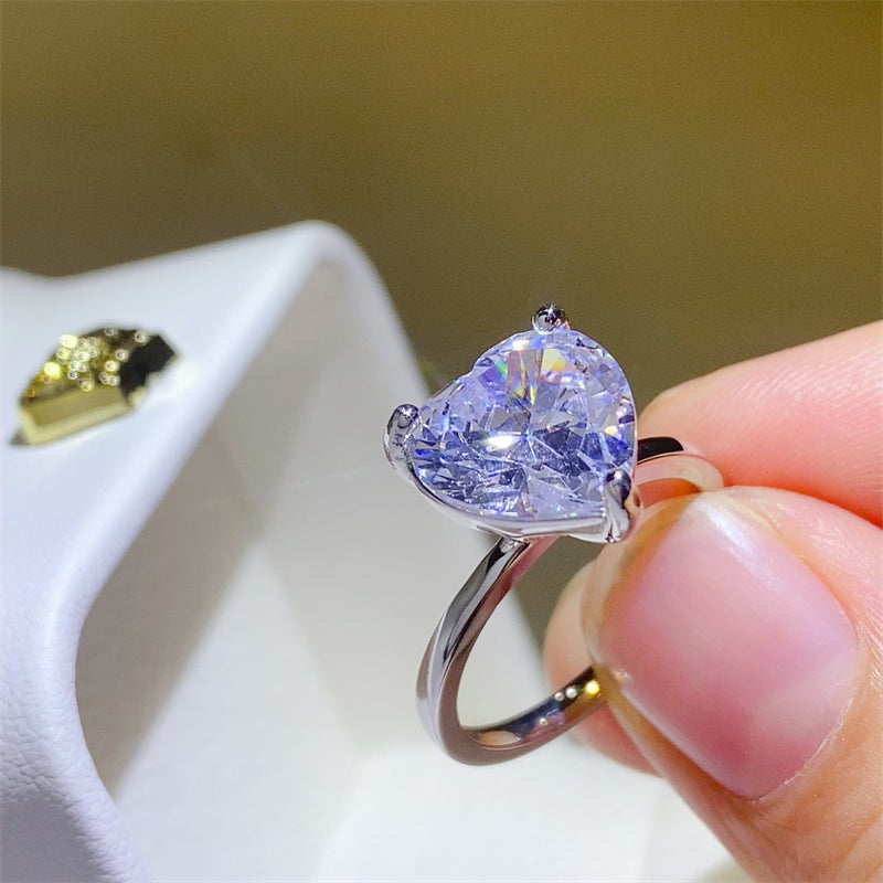5 Carat 925 S.S. Moissanite Heart Shape Ring - LaTezza Online Shop