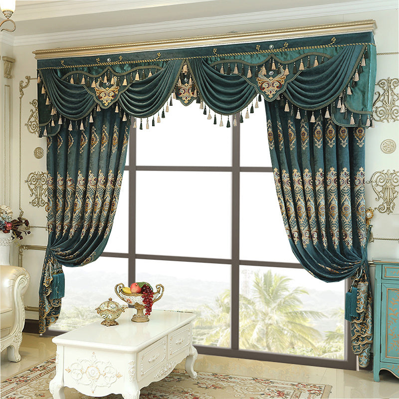 Luxury Elegant High-end Embroidered Curtains, Blackout Living Room Bedroom Villa, Velvet Curtains, Finished 2-piece - LaTezza Online Shop