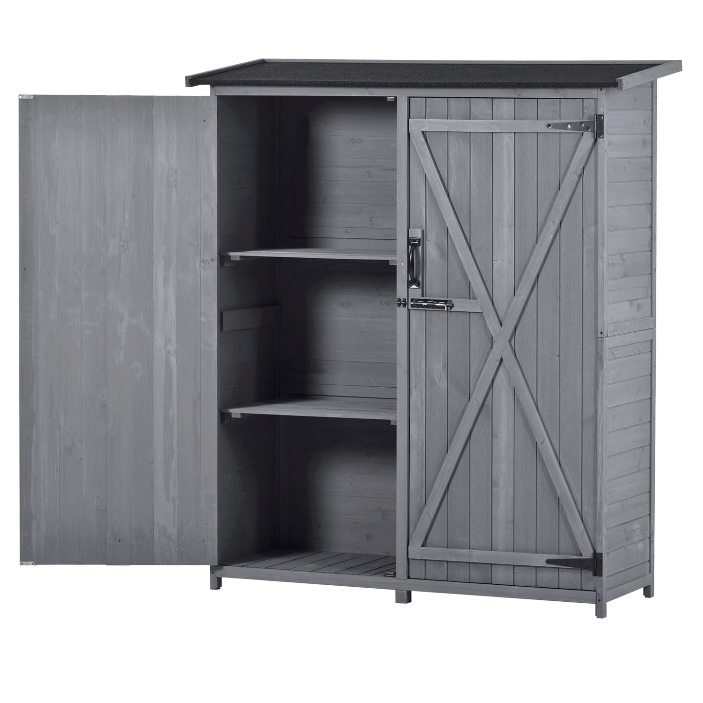 Outdoor 5.3ft Hx4.6ft L Wood Storage Shed Tool Organizer,Garden Shed, Storage Cabinet with Waterproof Asphalt Roof Gray - LaTezza Online Shop