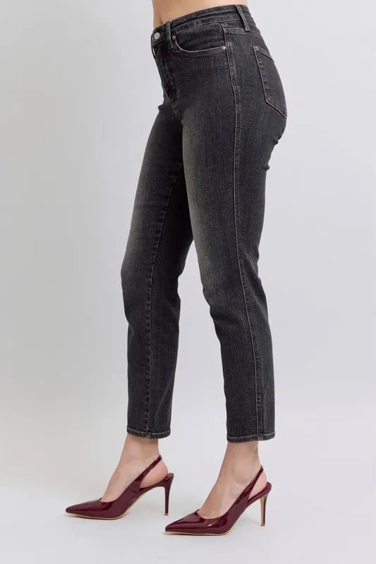 Judy Blue Full Size Mid Rise Tummy Control Slim Jeans Plus Size - LaTezza Online Shop