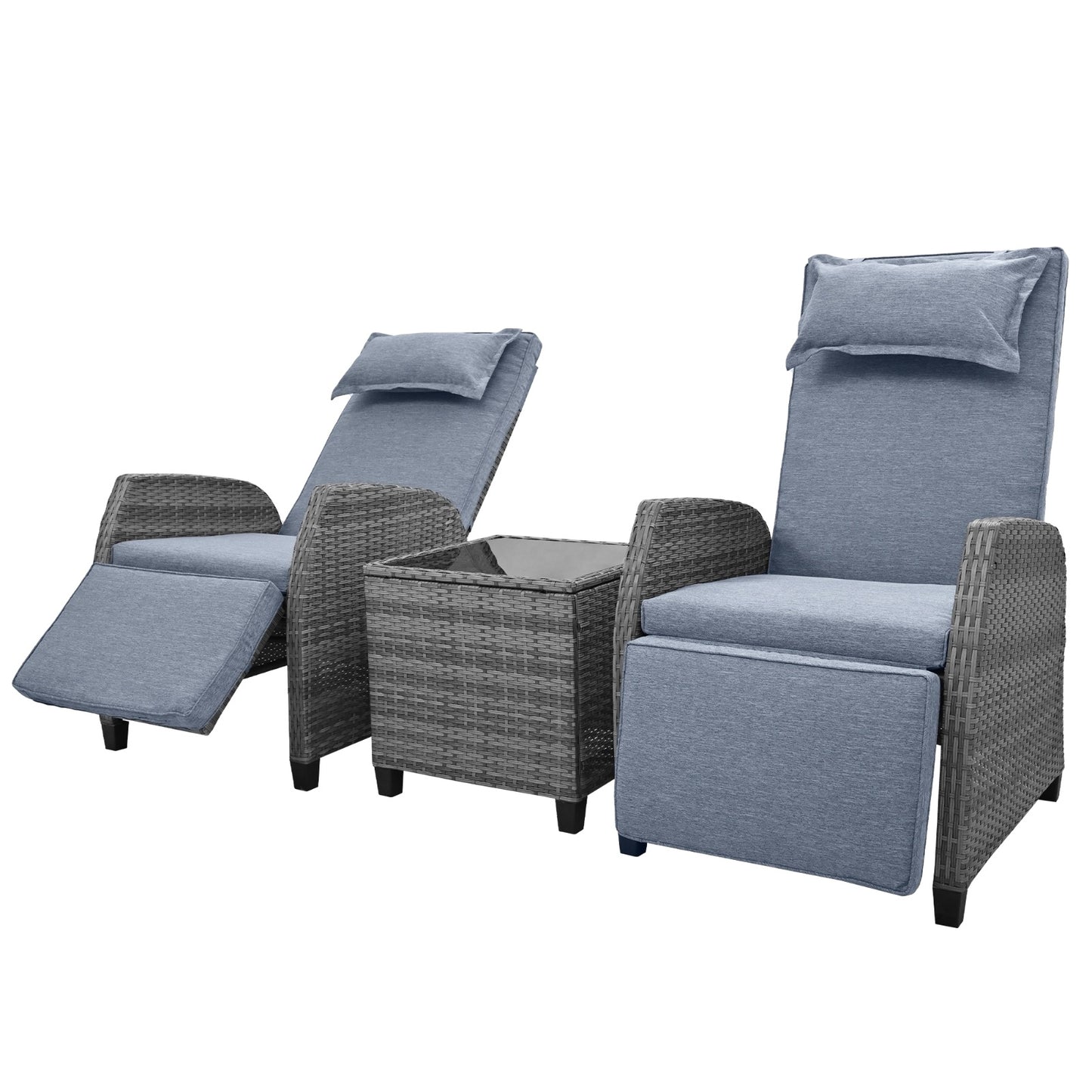 U Style Outdoor Rattan 2-Person Set With Coffee Table for Courtyard - LaTezza Online Shop