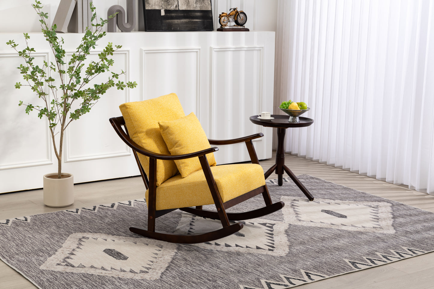 Mid Century Modern Accent Chairs Comfy Upholstered Glider Arm Chair with Solid Wood for Living Room Bedroom Balcony - LaTezza Online Shop