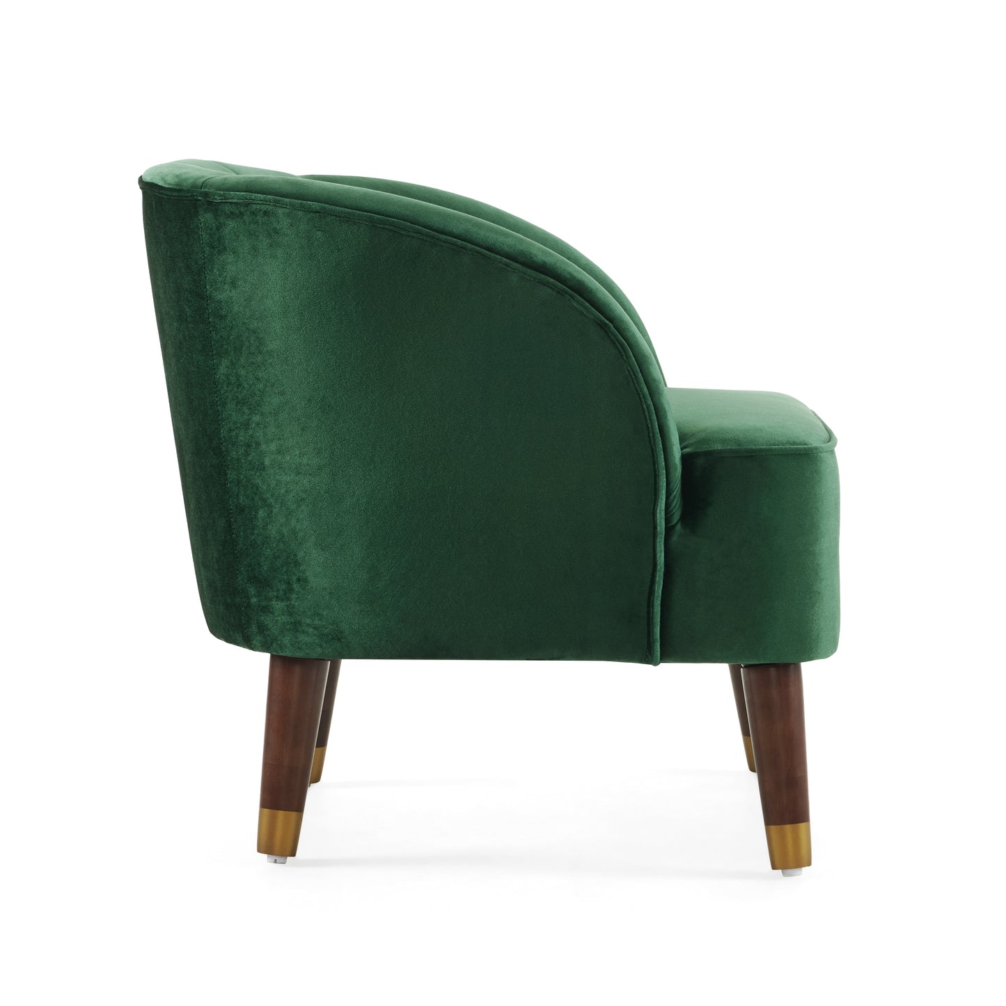 Green Upholstered Barrel Accent Chair With Wooden Legs - LaTezza Online Shop